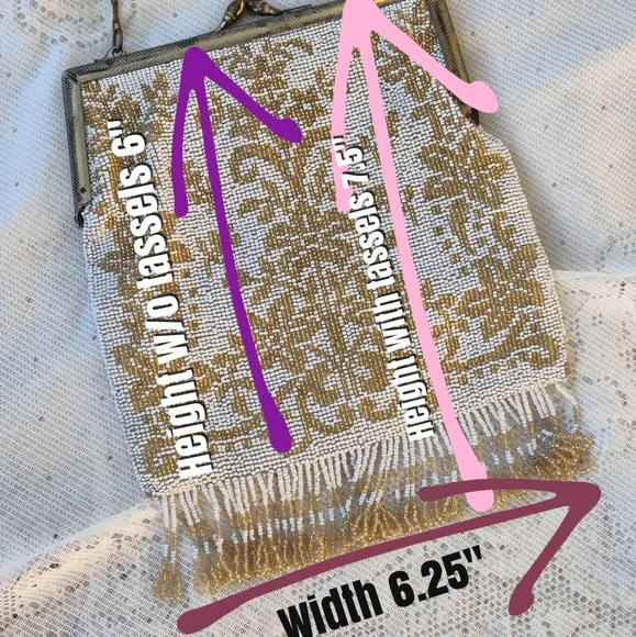 Antique 1920s white and gold art nouveau micro beaded flapper purse - Picture 13 of 13